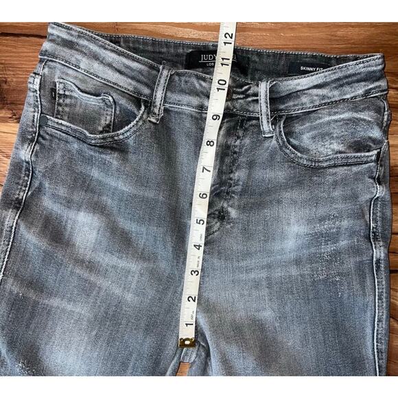 Judy Blue Denim Skinny Fit Gray High Rise Jeans Size 7 Distressed Ankle - Picture 6 of 13